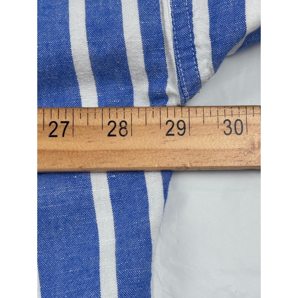 Madewell Courier Popover Shirt XL Blue White Stripe Linen Blend Button Back Top - Picture 9 of 10